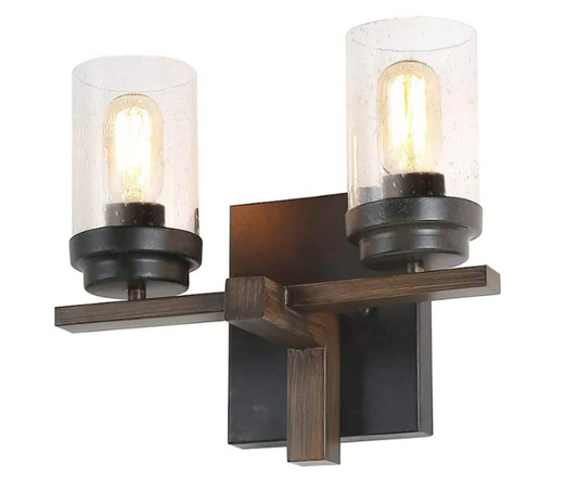 APLIQUE LED DE MADERA Y CRISTAL VINTAGE